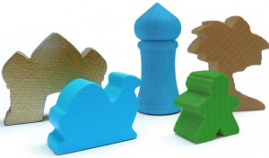 Five Tribes wooden game pieces