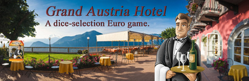 Grand Austria Hotel - a dice-selection Euro game. Game review by Tina McDuffie, The Glass Meeple.